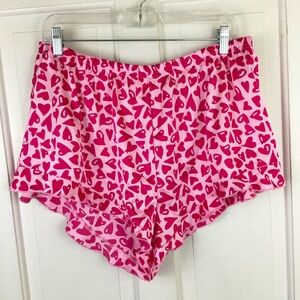 Colsie Satin Sleep Shorts Hearts Love Size XL Pajama Pink New